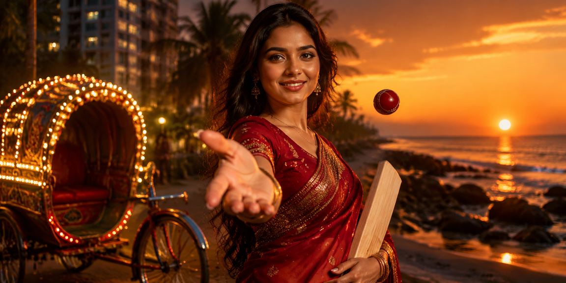 ঢাকায় শাড়ি পরা তরুণী ক্রিকেট বেটিং উপভোগ করছেন